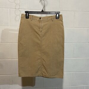 Theory Women's Corduroy Skirt 4 Washed Taupe Knee Length Stretch Career City